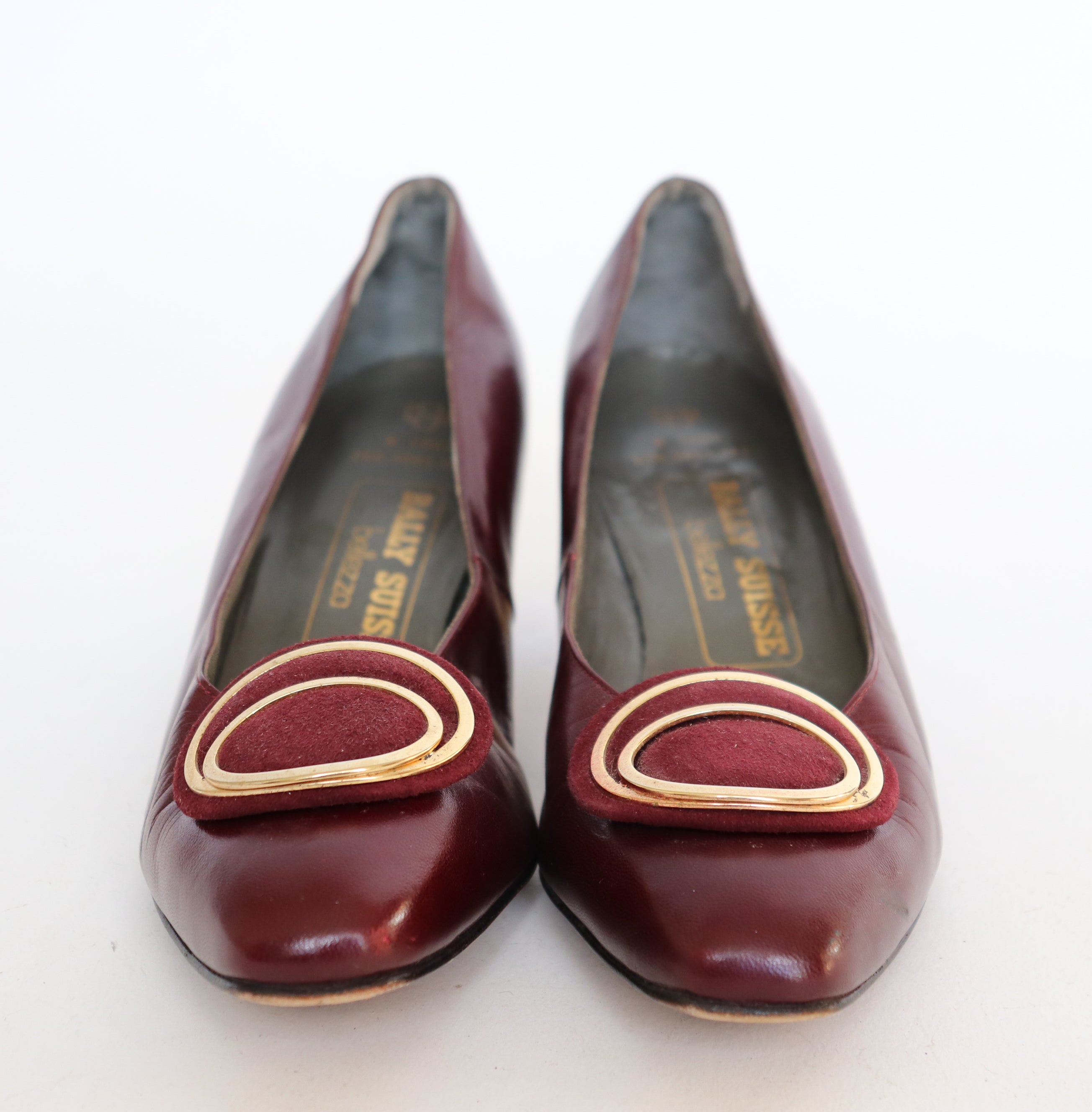 Bally Suisse Leather Shoes - Burgundy Heel Pumps - Label 5 E - Fit 37.5 / 4.5