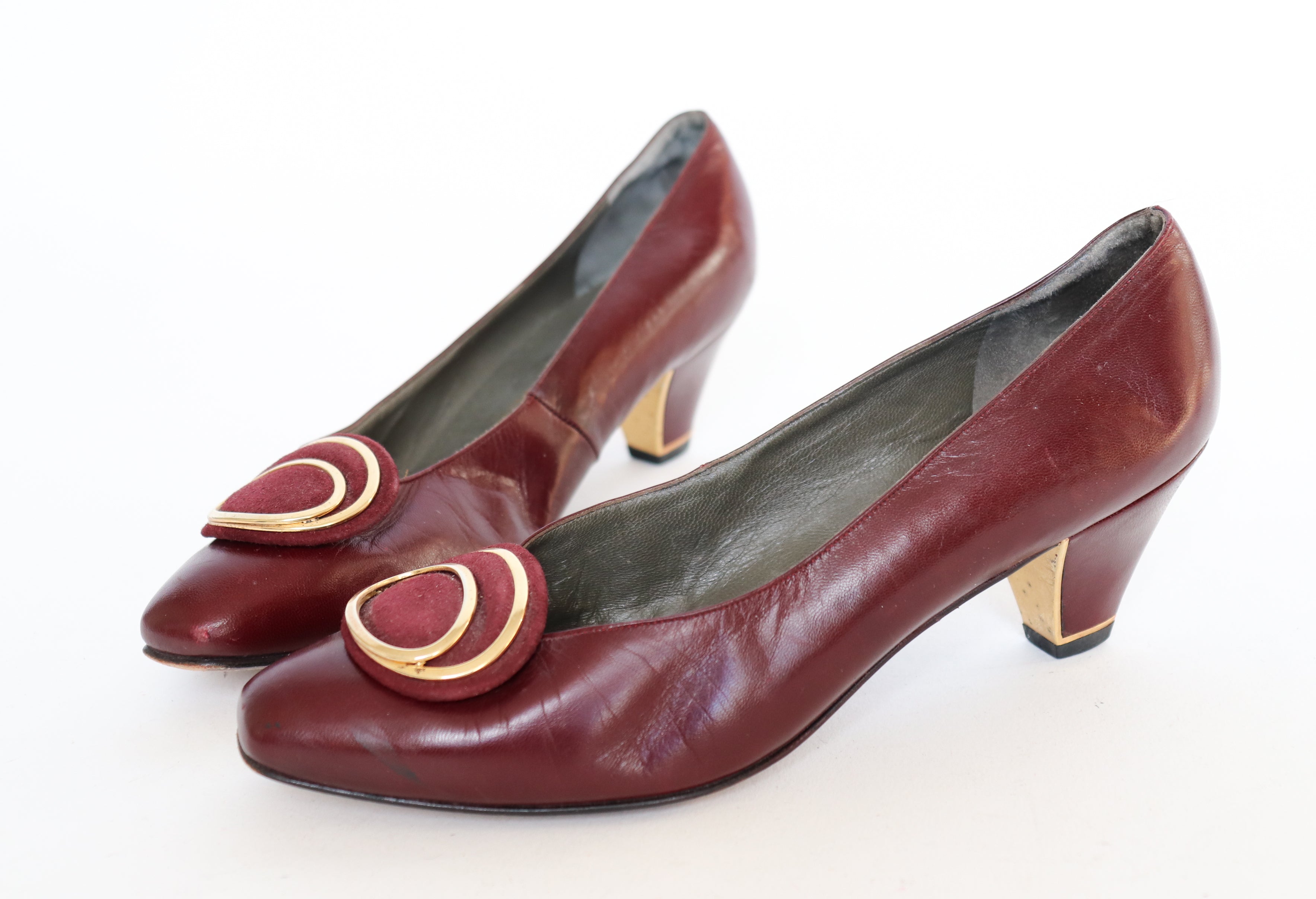 Bally Suisse Leather Shoes - Burgundy Heel Pumps - Label 5 E - Fit 37.5 / 4.5