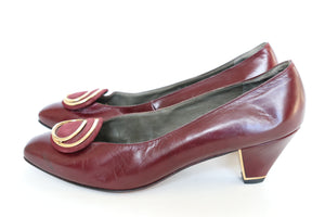 Bally Suisse Leather Shoes - Burgundy Heel Pumps - Label 5 E - Fit 37.5 / 4.5