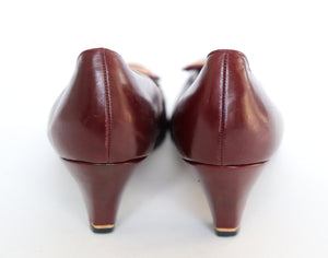 Bally Suisse Leather Shoes - Burgundy Heel Pumps - Label 5 E - Fit 37.5 / 4.5