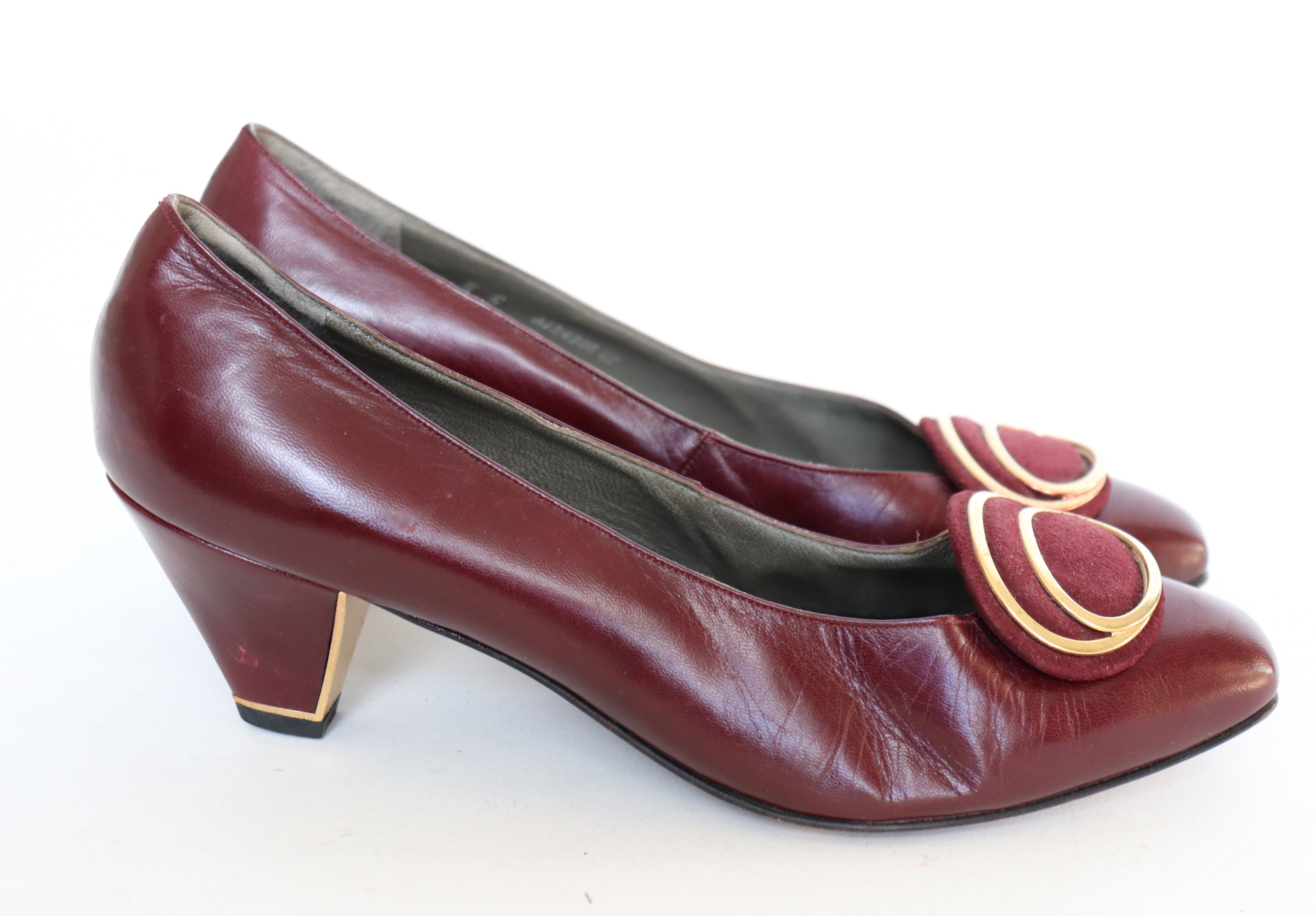 Bally Suisse Leather Shoes - Burgundy Heel Pumps - Label 5 E - Fit 37.5 / 4.5