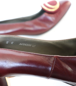 Bally Suisse Leather Shoes - Burgundy Heel Pumps - Label 5 E - Fit 37.5 / 4.5