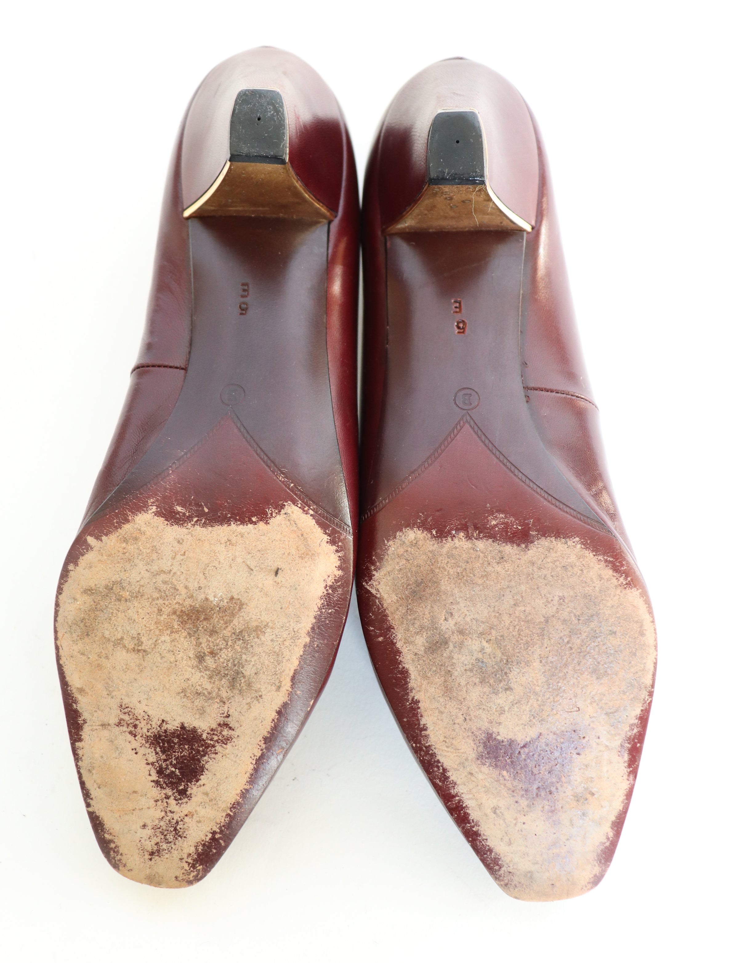 Bally Suisse Leather Shoes - Burgundy Heel Pumps - Label 5 E - Fit 37.5 / 4.5