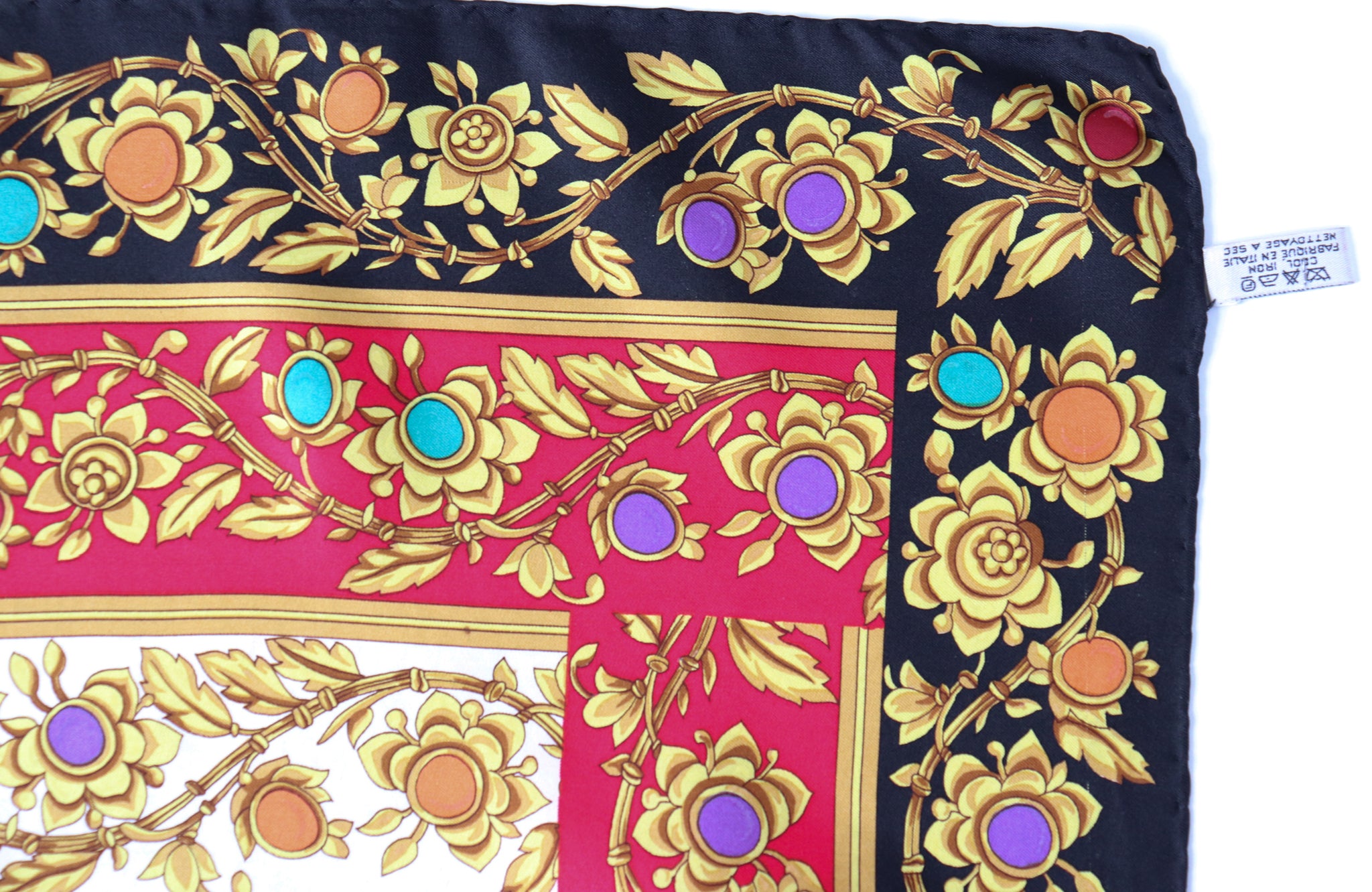 MANTERO VIII Vintage Silk Scarf - Multicolour Baroque Jewel Print - LARGE