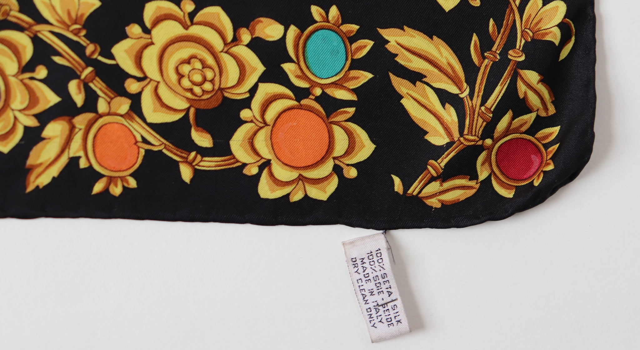 MANTERO VIII Vintage Silk Scarf - Multicolour Baroque Jewel Print - LARGE