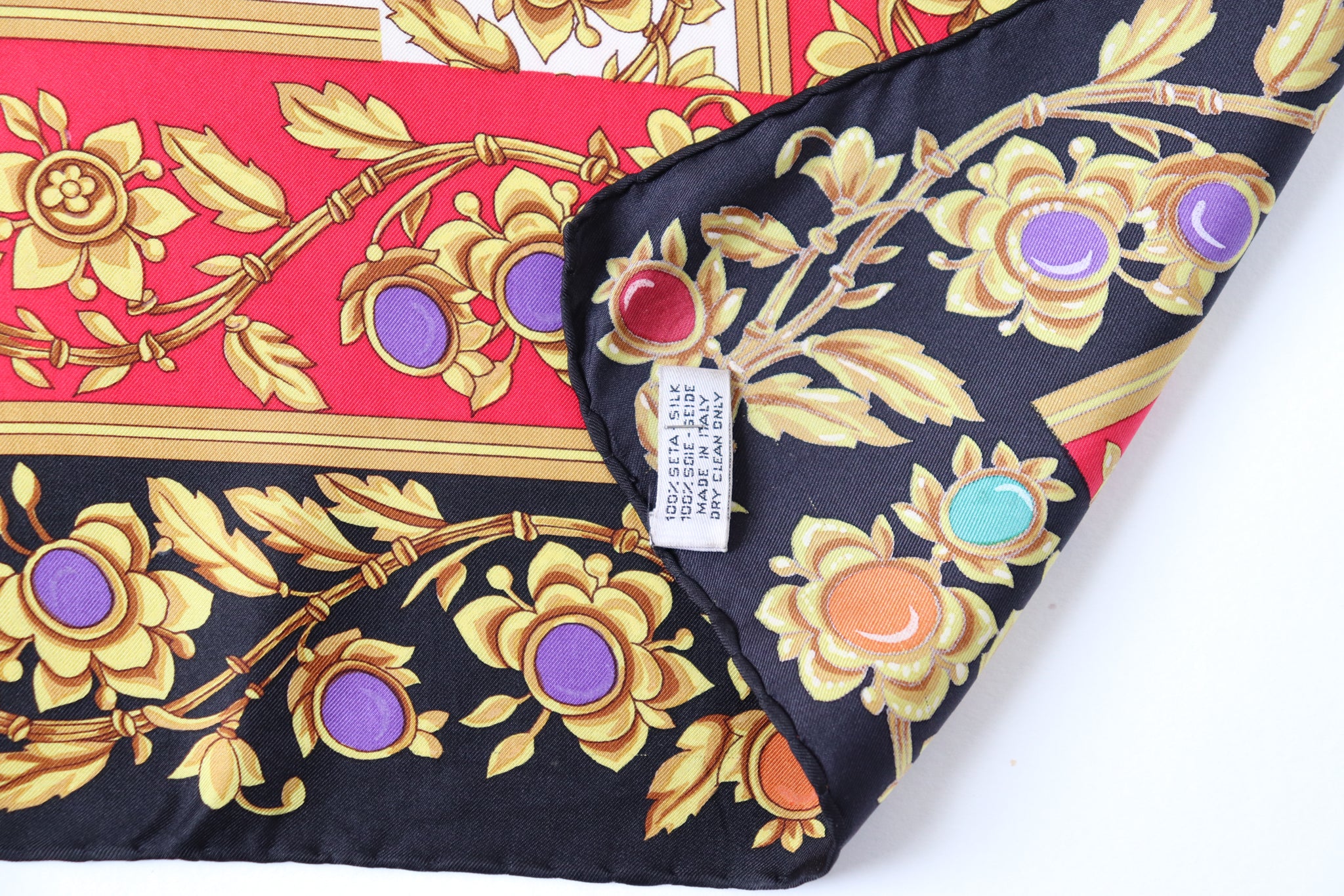 MANTERO VIII Vintage Silk Scarf - Multicolour Baroque Jewel Print - LARGE