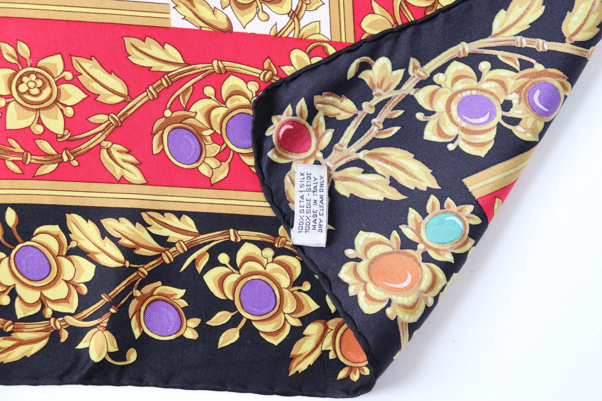 MANTERO VIII Vintage Silk Scarf - Multicolour Baroque Jewel Print  - LARGE