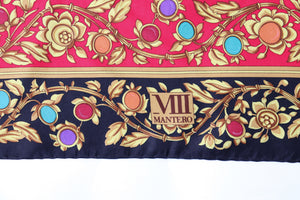 MANTERO VIII Vintage Silk Scarf - Multicolour Baroque Jewel Print  - LARGE