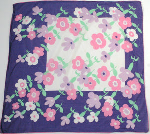 70s cotton scarf - 70s pink / purple daisy print