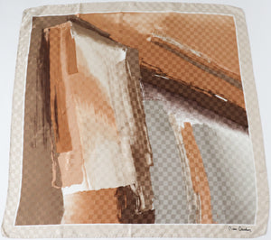 Pierre Cardin Abstract Art Silk Scarf - Vintage - Brown / Grey - Large