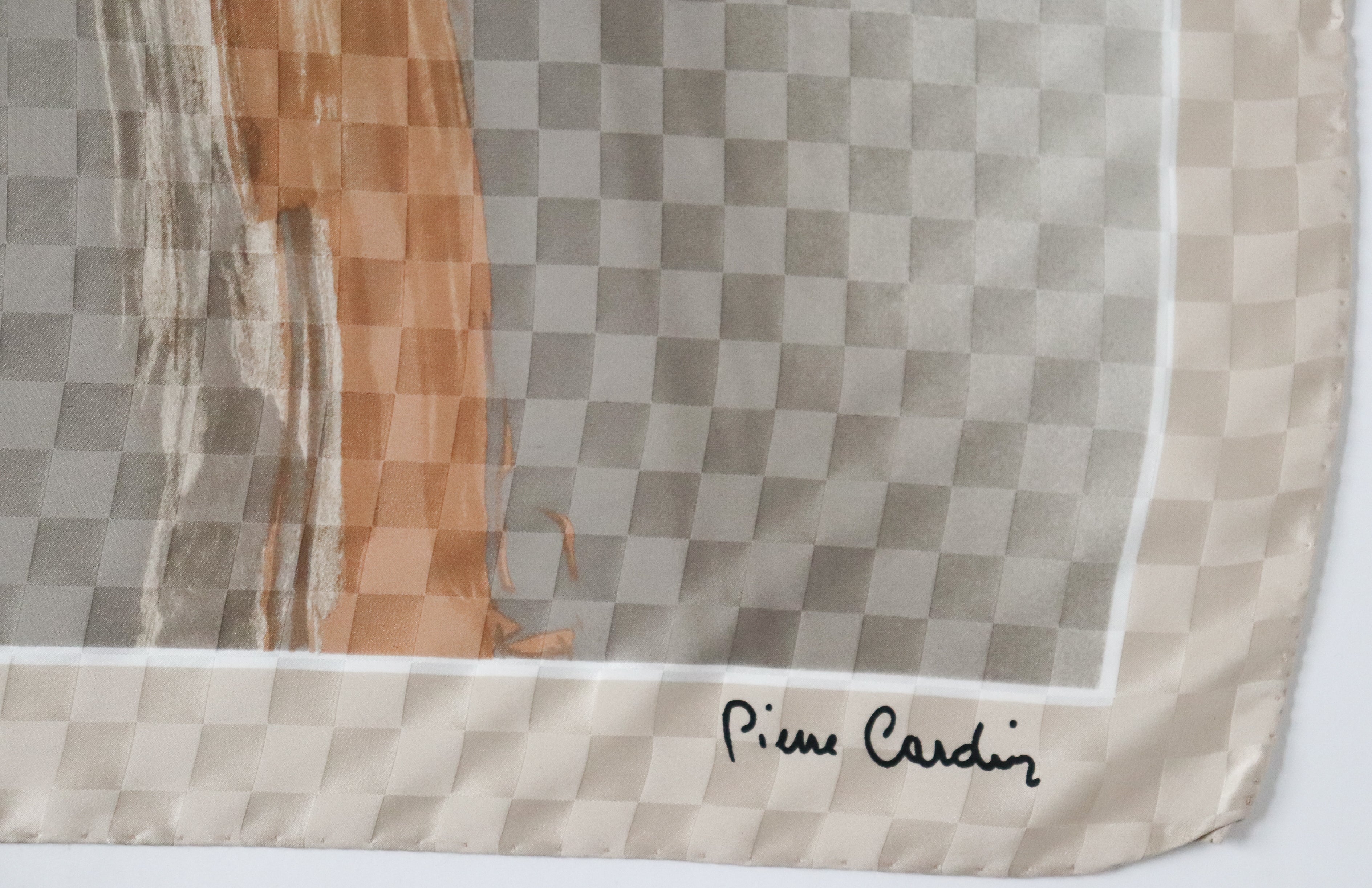 Pierre Cardin Abstract Art Silk Scarf - Vintage - Brown / Grey - Large