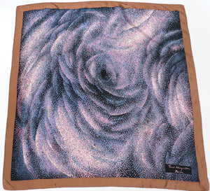 Signed Vintage Silk Scarf - Blue / Pink / Brown - Spotted - 90 x 90 LARGE
