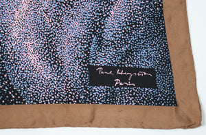 Signed Vintage Silk Scarf - Blue / Pink / Brown - Spotted - 90 x 90 LARGE