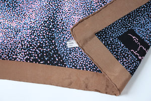 Signed Vintage Silk Scarf - Blue / Pink / Brown - Spotted - 90 x 90 LARGE