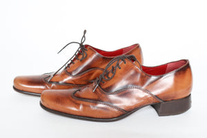 Brown Leather Brogue / Lace-Up Shoes - IXOS - Squared Toes - NARROW 39 / UK 6