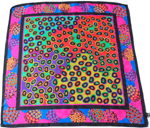 Vintage 1990s Imago Multicolour Silk Scarf - Spotted / Abstract  Print - 90 x 90 - LARGE