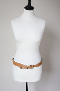 Tan FAUX Leather Vintage 1980s Western Belt - Slim - Medium