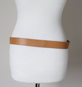 Tan FAUX Leather Vintage 1980s Western Belt - Slim - Medium