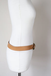 Tan FAUX Leather Vintage 1980s Western Belt - Slim - Medium