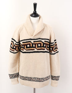 Vintage 1970s Hand Knit Wool Jumper - Peruvian Style - Cream - UK 10 / 12