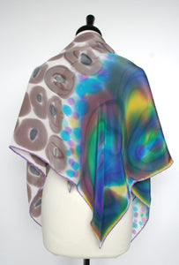 Tie-dye effect vintage silk scarf / shawl