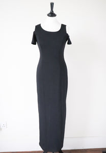 Yessica C&A Black Maxi Long Body Con Dress - Vintage- 1980s Lycra - S / UK 10