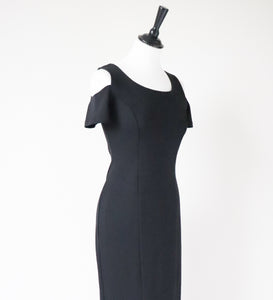 Yessica C&A Black Maxi Long Body Con Dress - Vintage- 1980s Lycra - S / UK 10