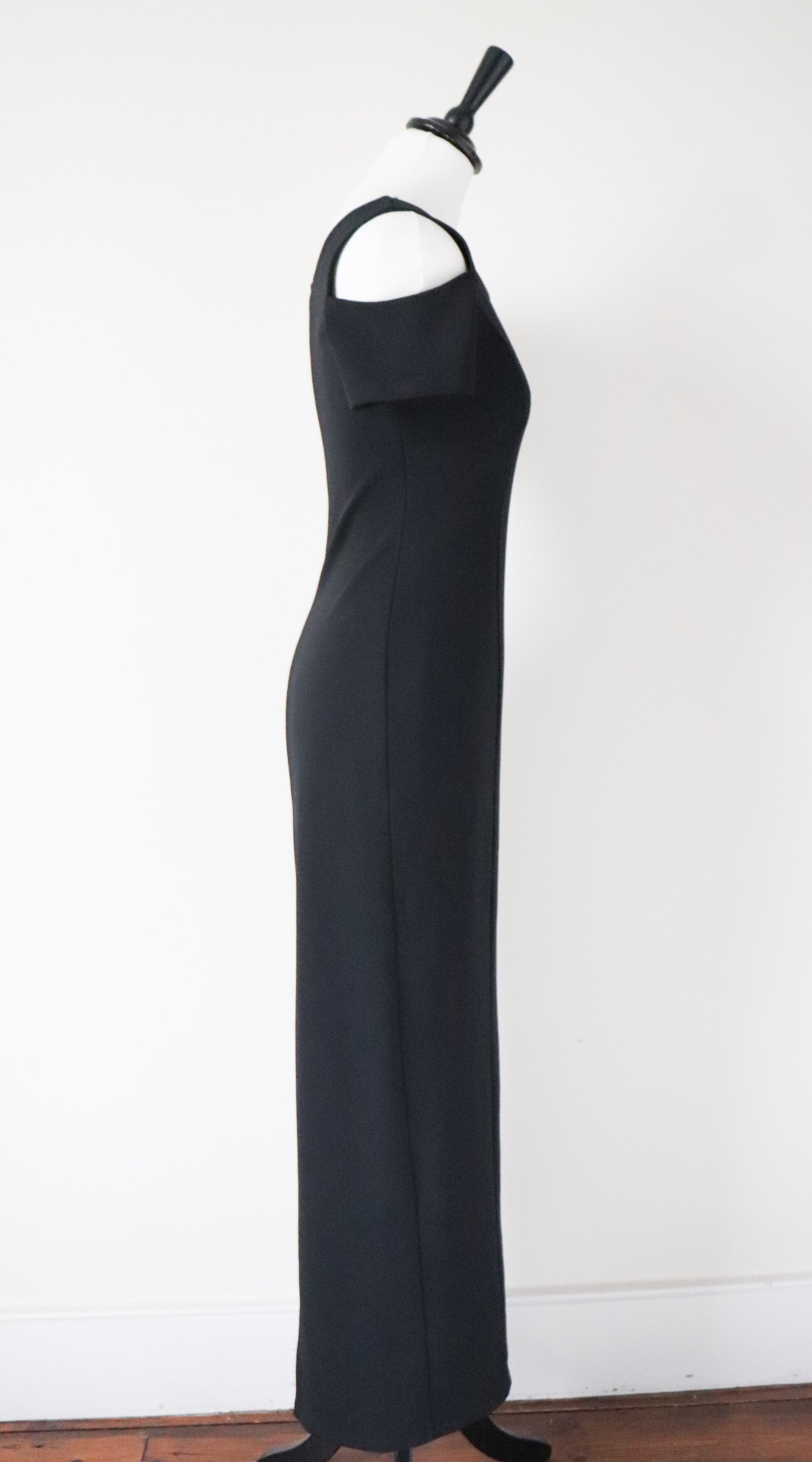 Yessica C&A Black Maxi Long Body Con Dress - Vintage- 1980s Lycra - S / UK 10