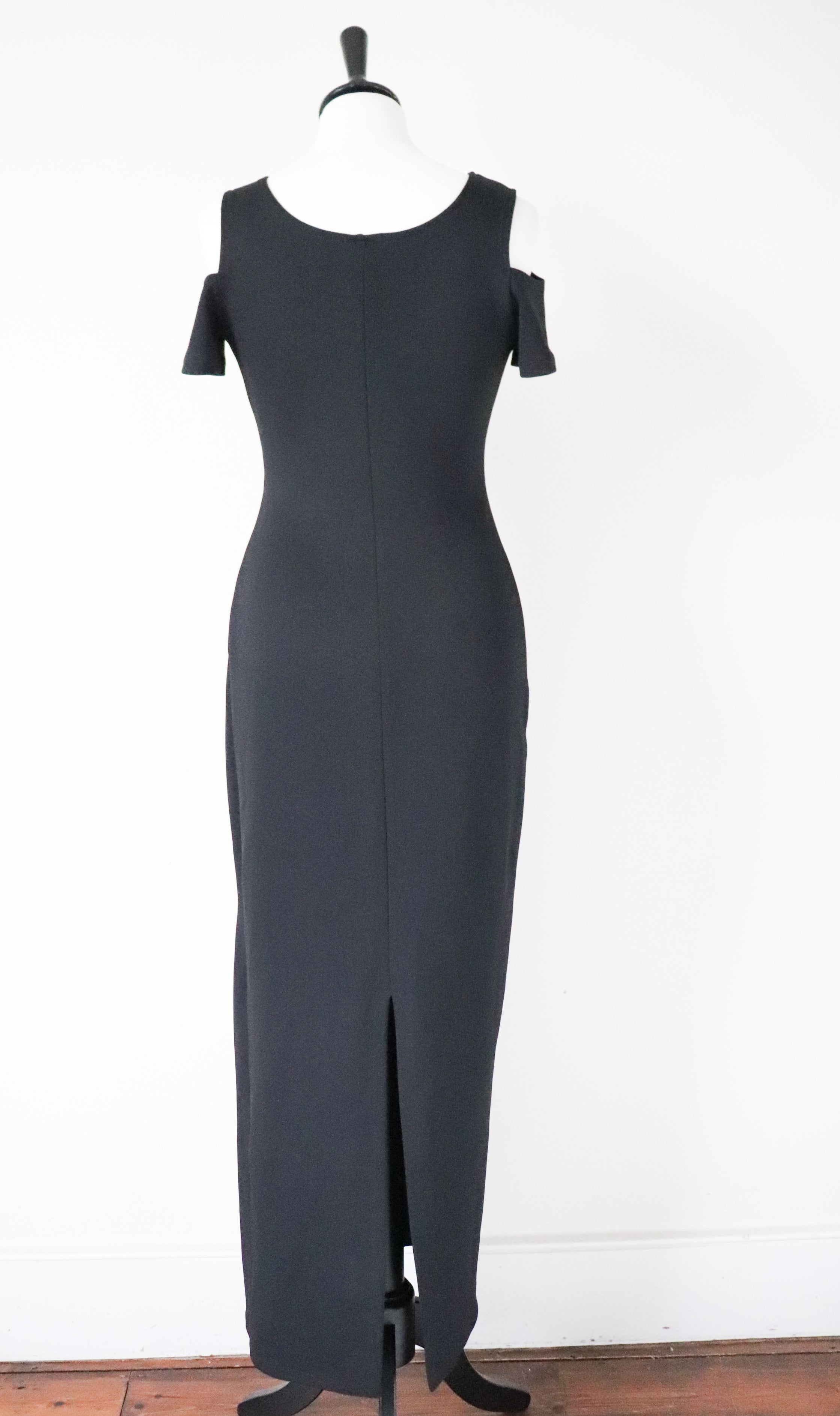 Yessica C&A Black Maxi Long Body Con Dress - Vintage- 1980s Lycra - S / UK 10