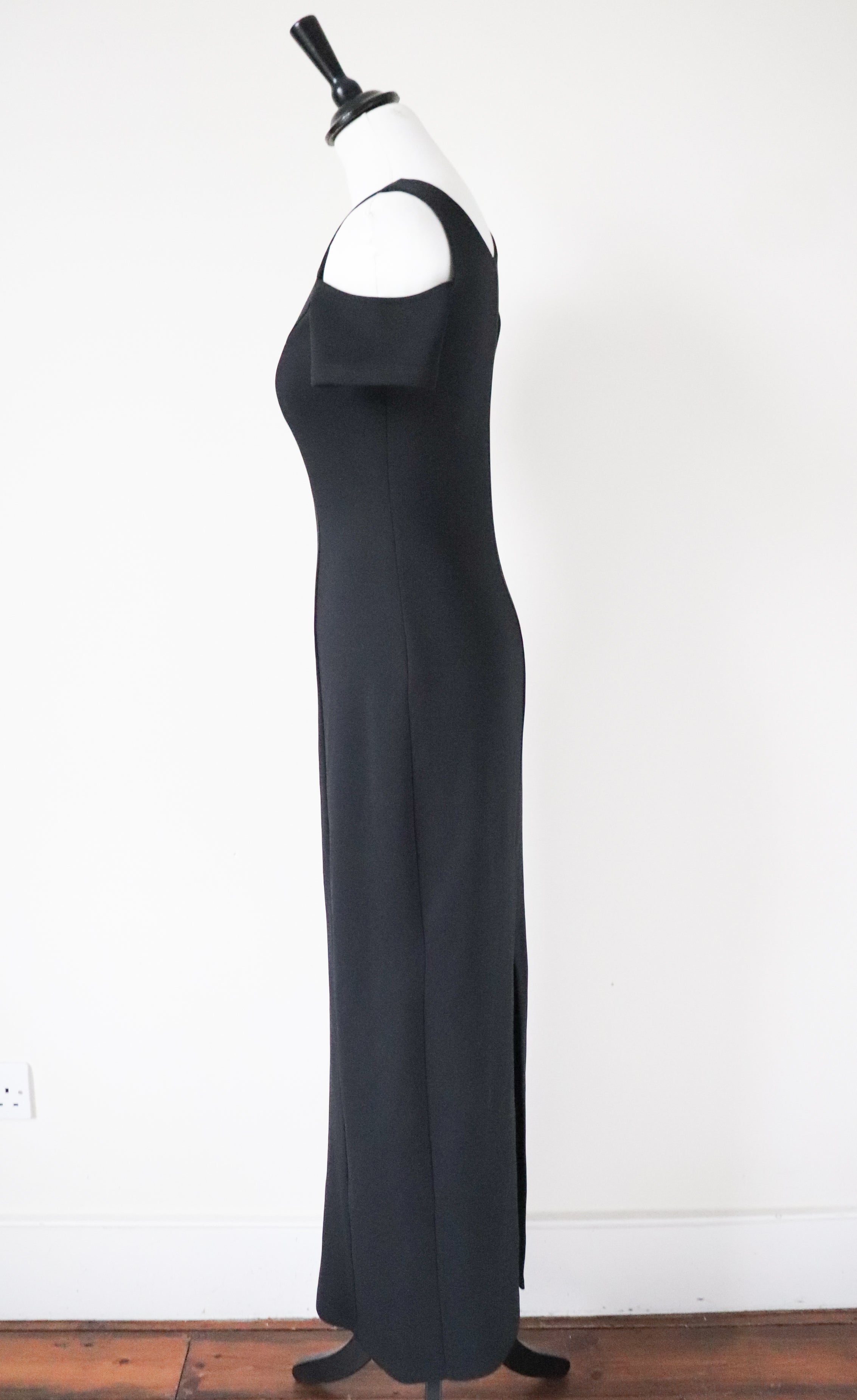 Yessica C&A Black Maxi Long Body Con Dress - Vintage- 1980s Lycra - S / UK 10