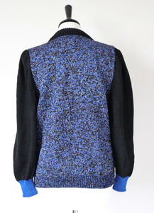 Vintage Hand Knit Sparkly Cardigan - 1980s - Blue - S / M - UK 10 / 12