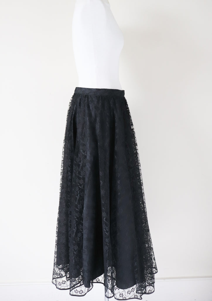 Long black deals 1980s skirt