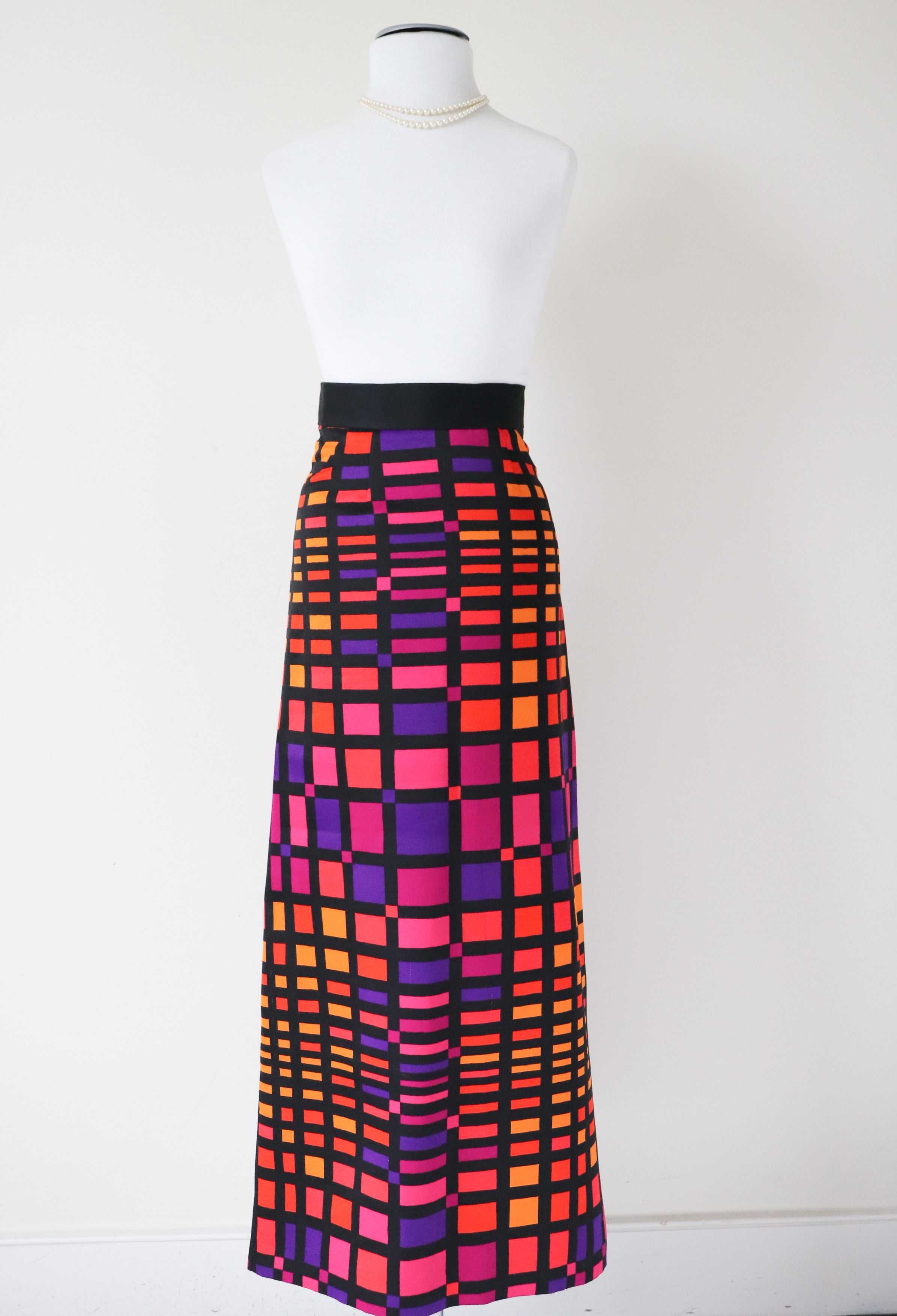 Colour Block Maxi Skirt - Vintage 1970s - Multicolours - XXXS - UK 4