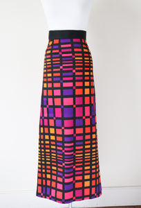 Colour Block Maxi Skirt - Vintage 1970s - Multicolours - XXXS - UK 4