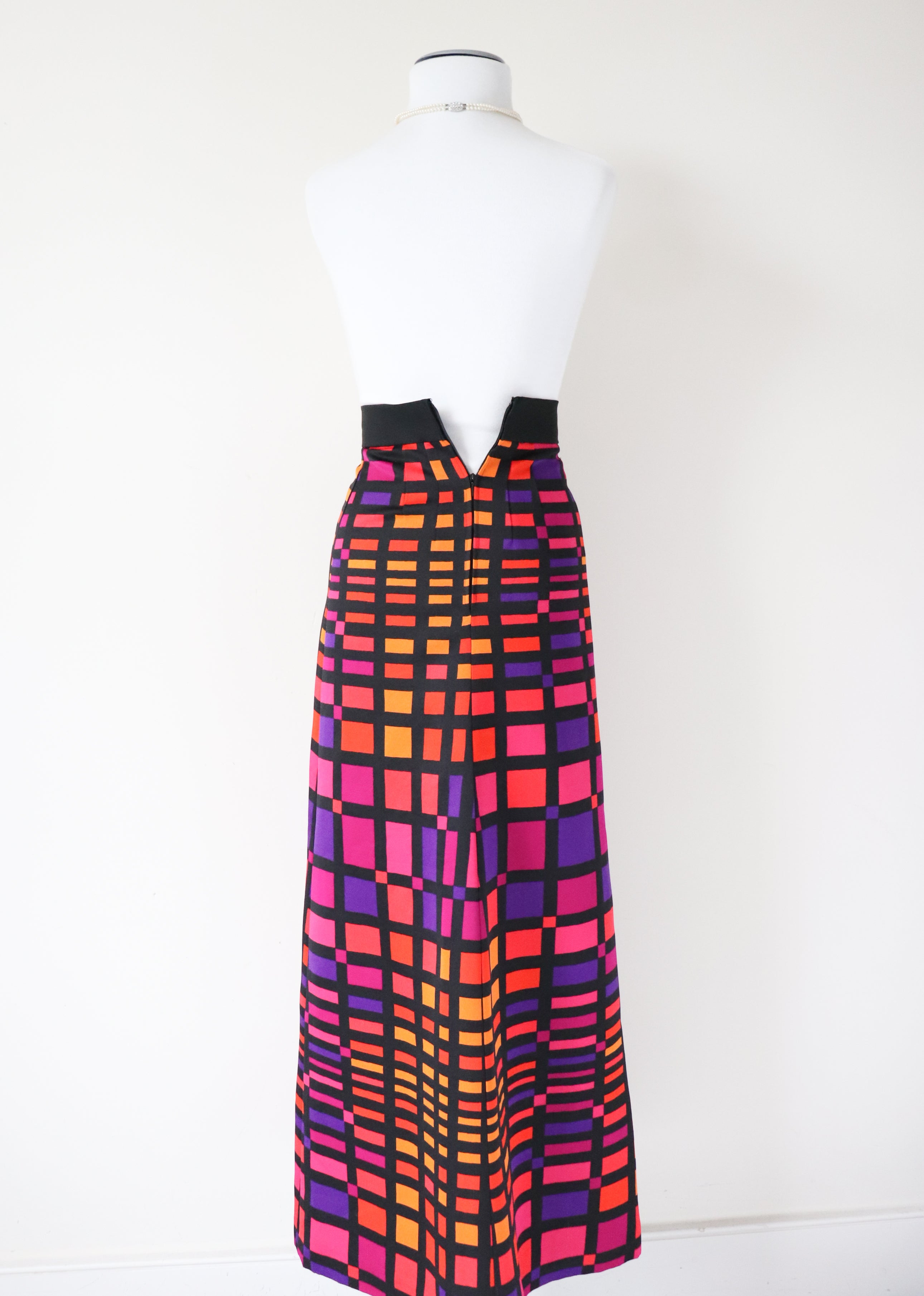 Colour Block Maxi Skirt - Vintage 1970s - Multicolours - XXXS - UK 4