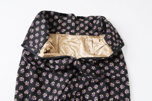 1970s Tyrol Vintage Maxi Skirt - Black / Purple / Gold  Floral - S / UK 10