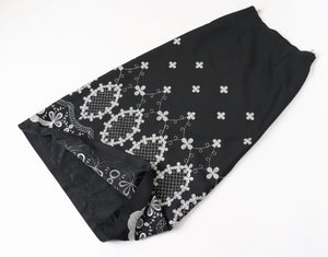 1970s Vintage Maxi Skirt - Black / Silver Embroidery - M / UK 12 Tall