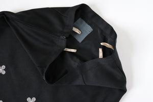 1970s Vintage Maxi Skirt - Black / Silver Embroidery - M / UK 12 Tall