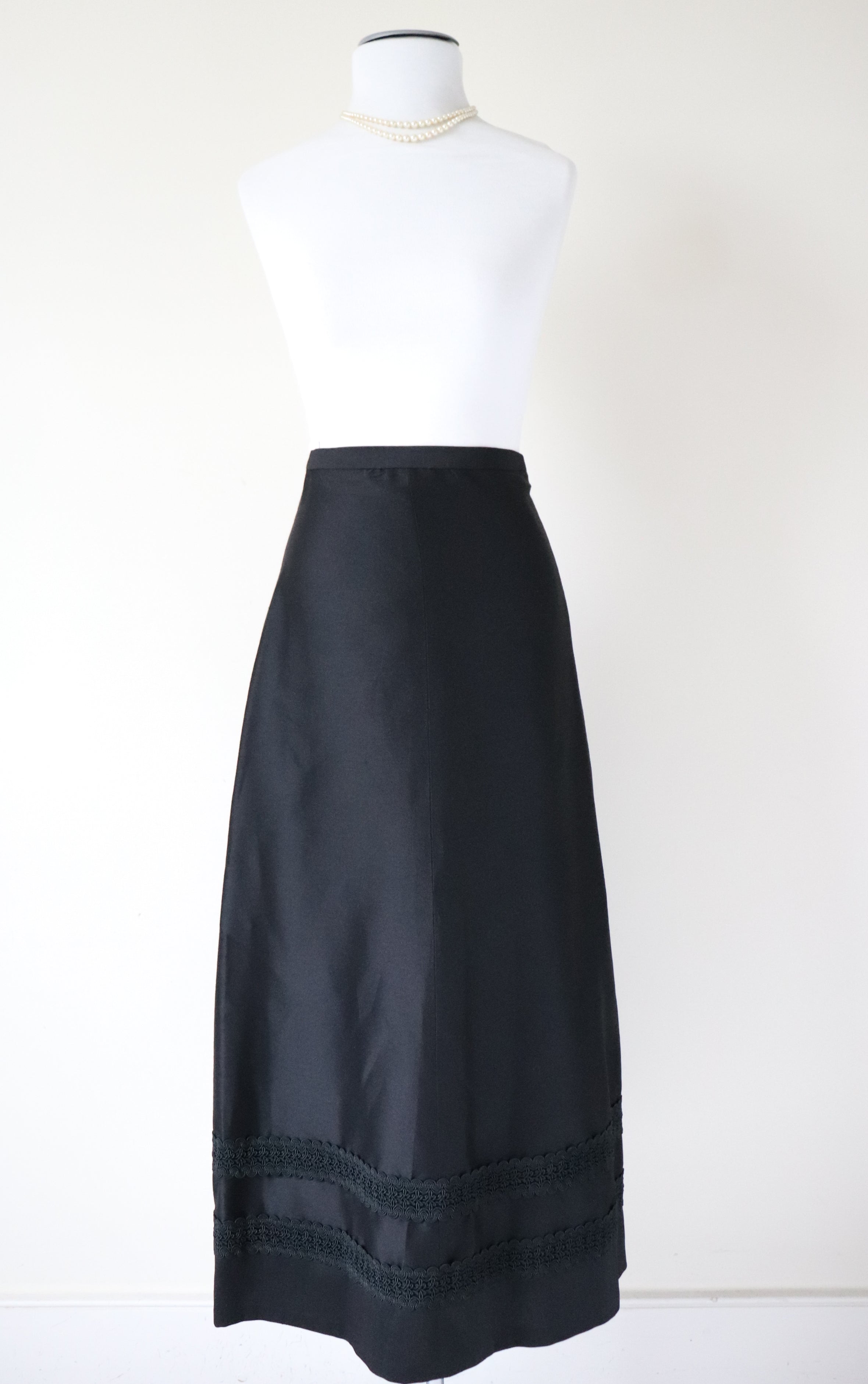 Vintage Black Long Tyrol Skirt - Maxi - XXS / UK 6