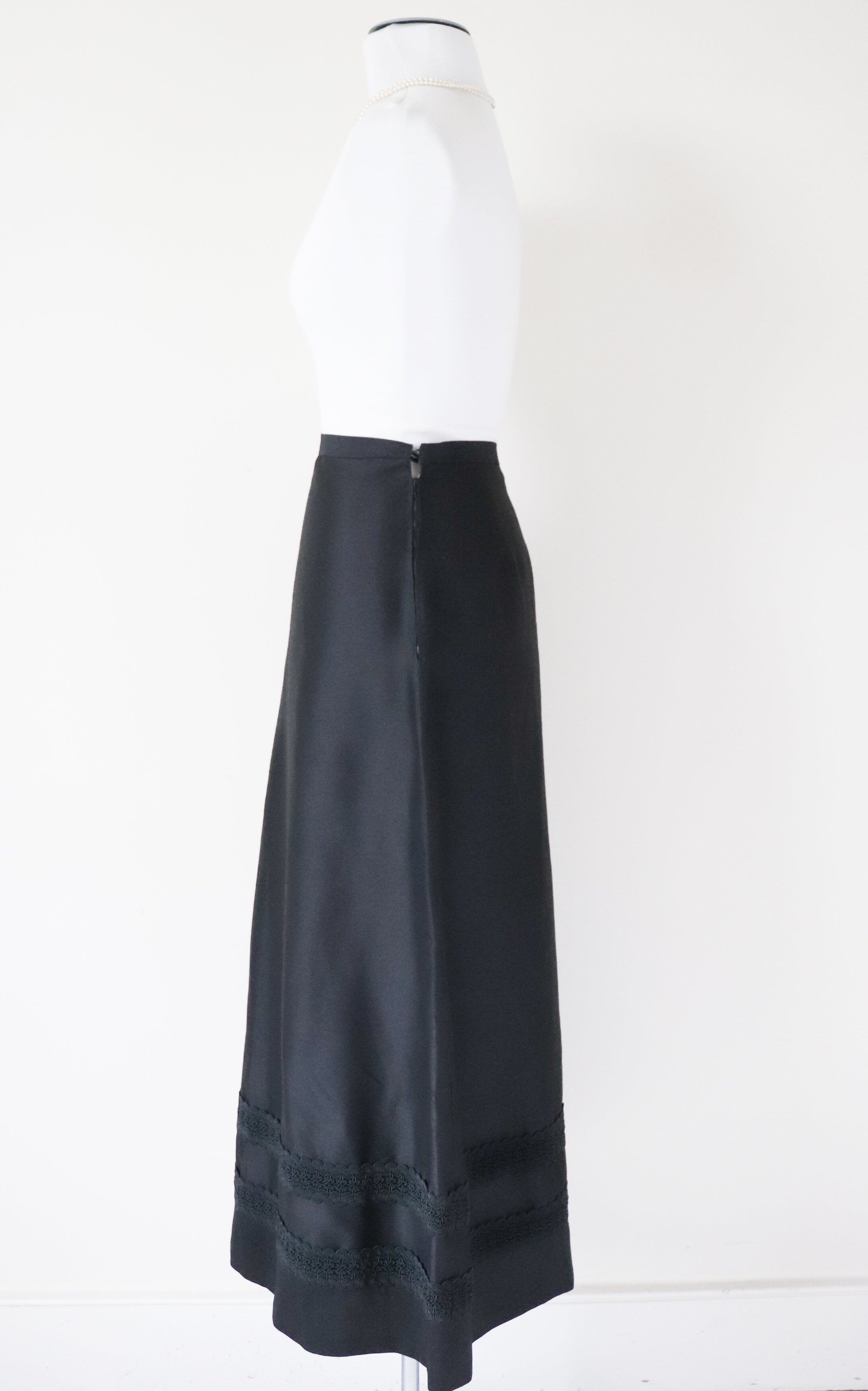 Vintage Black Long Tyrol Skirt - Maxi - XXS / UK 6