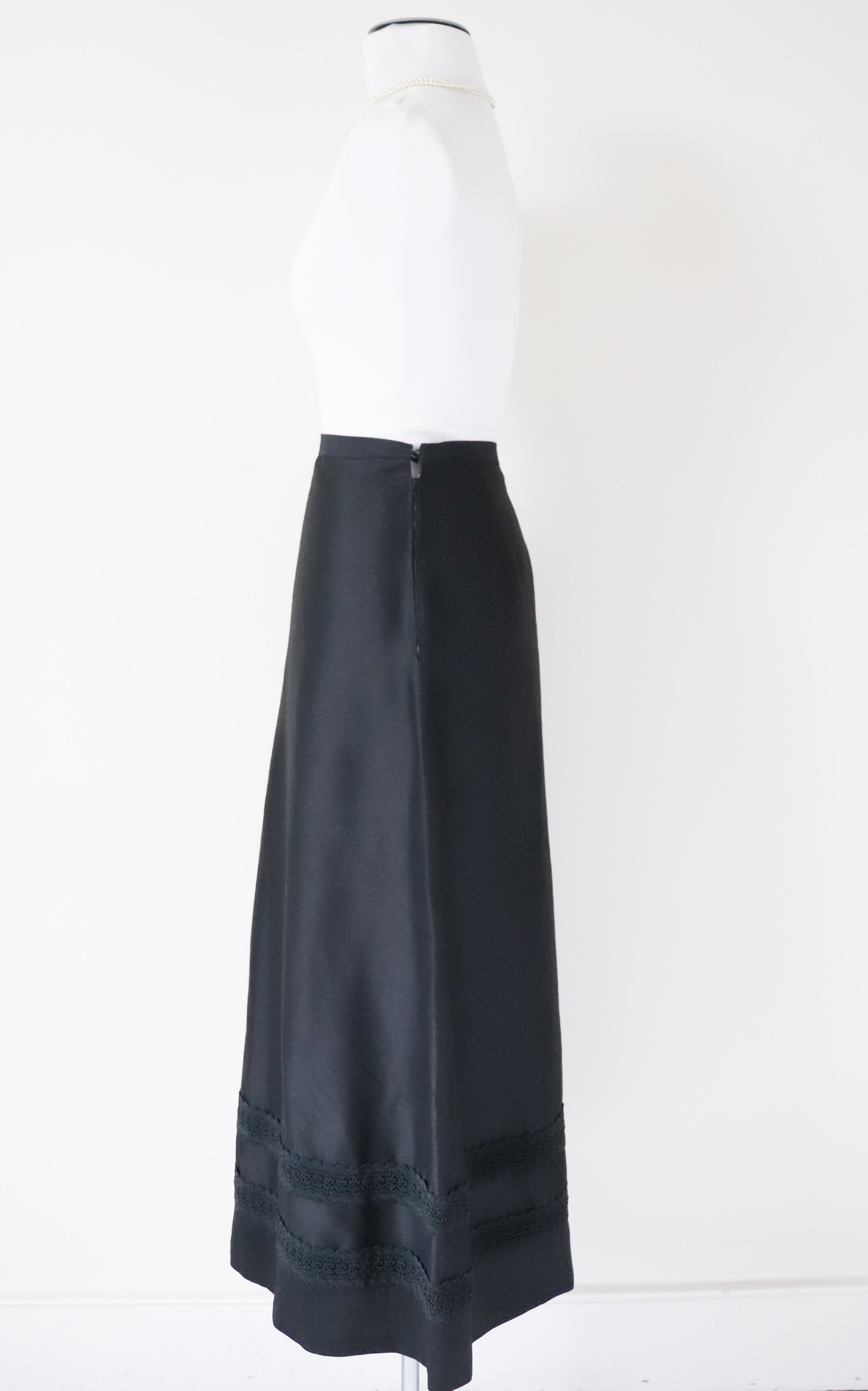 Vintage Black Long Tyrol Skirt -  Maxi - XXS /  UK 6
