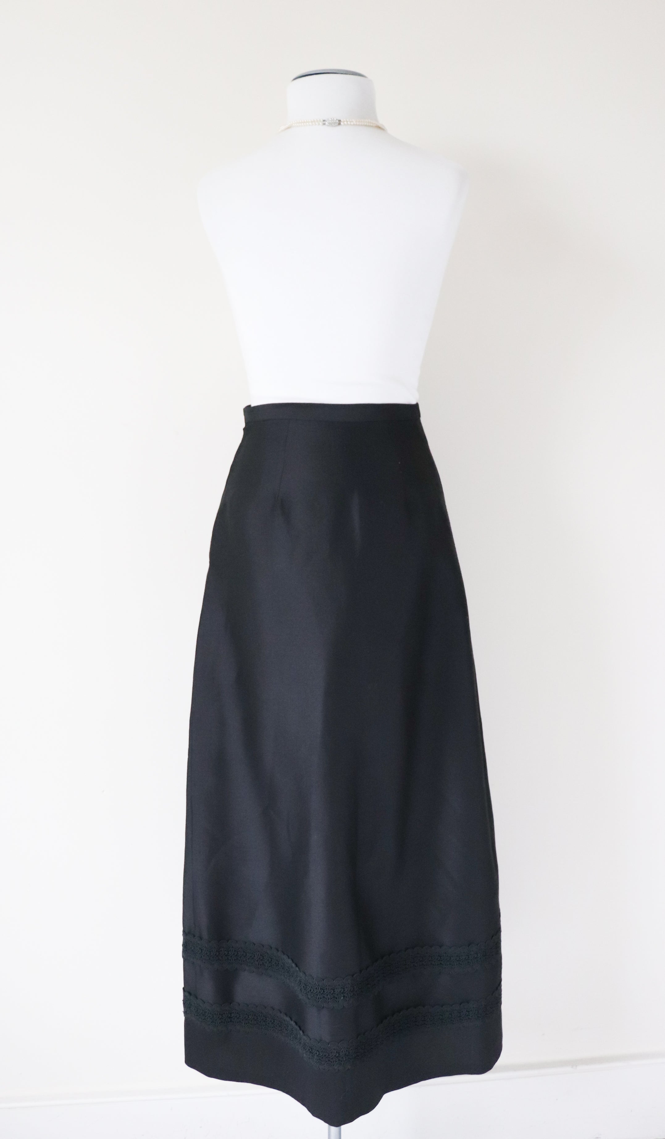 Vintage Black Long Tyrol Skirt - Maxi - XXS / UK 6