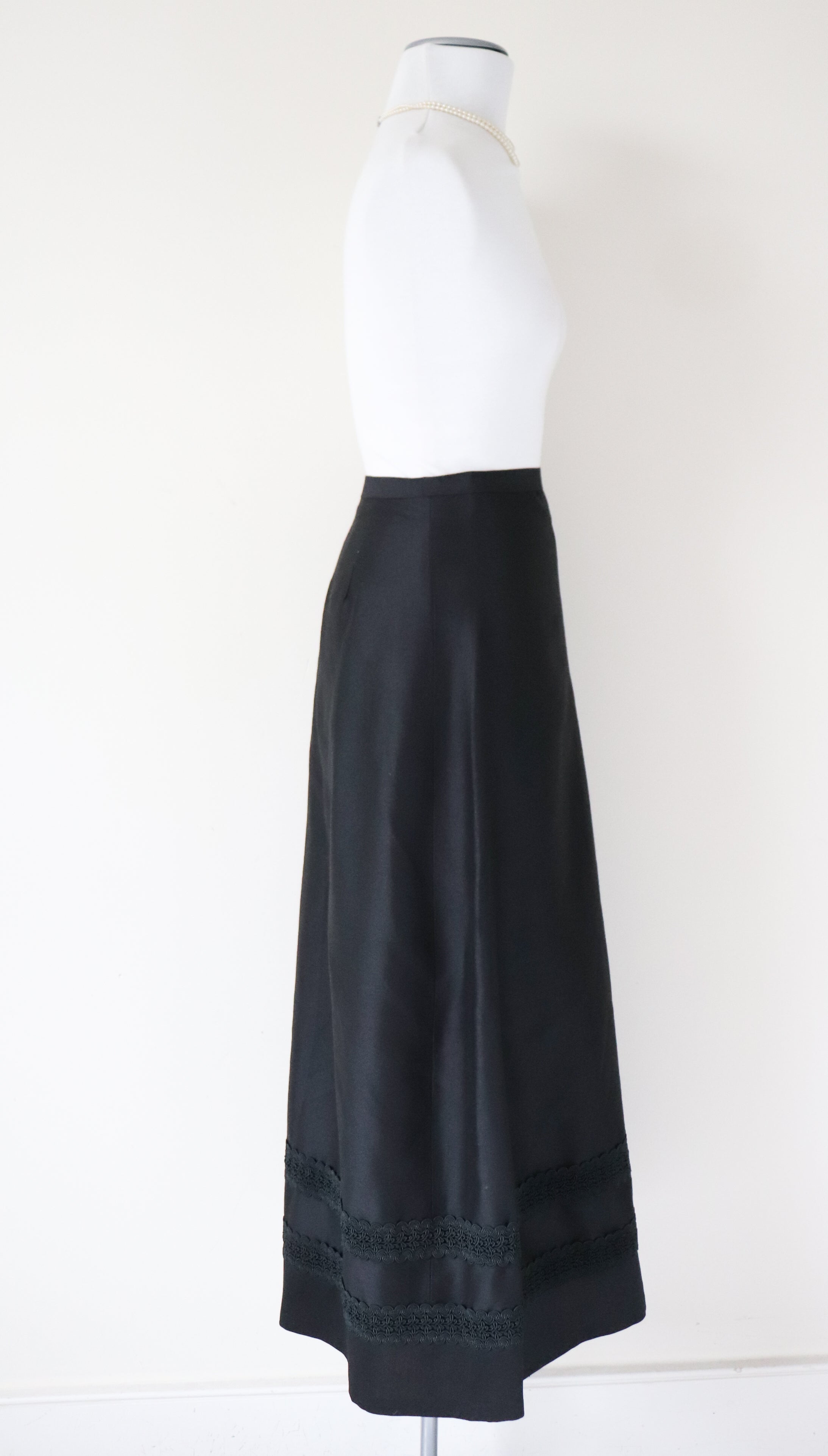 Vintage Black Long Tyrol Skirt - Maxi - XXS / UK 6