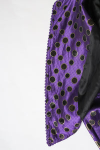 Purple / Gold Spotted Evening Jacket - 1980s Vintage - M / UK 12