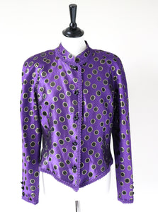 Purple / Gold Spotted Evening Jacket - 1980s Vintage - M / UK 12