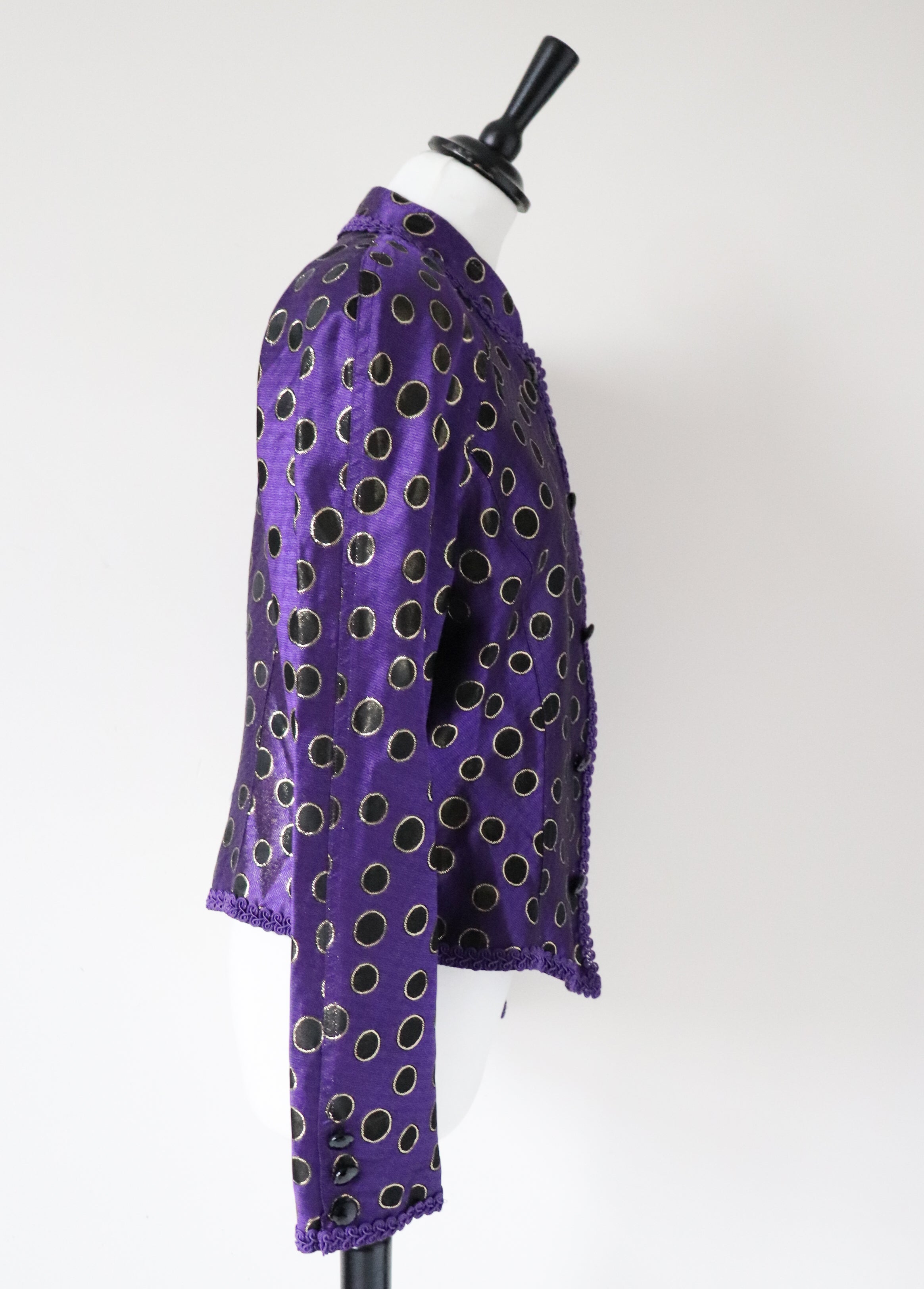 Purple / Gold Spotted Evening Jacket - 1980s Vintage - M / UK 12