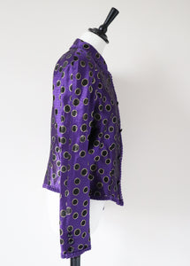 Purple / Gold Spotted Evening Jacket - 1980s Vintage - M / UK 12