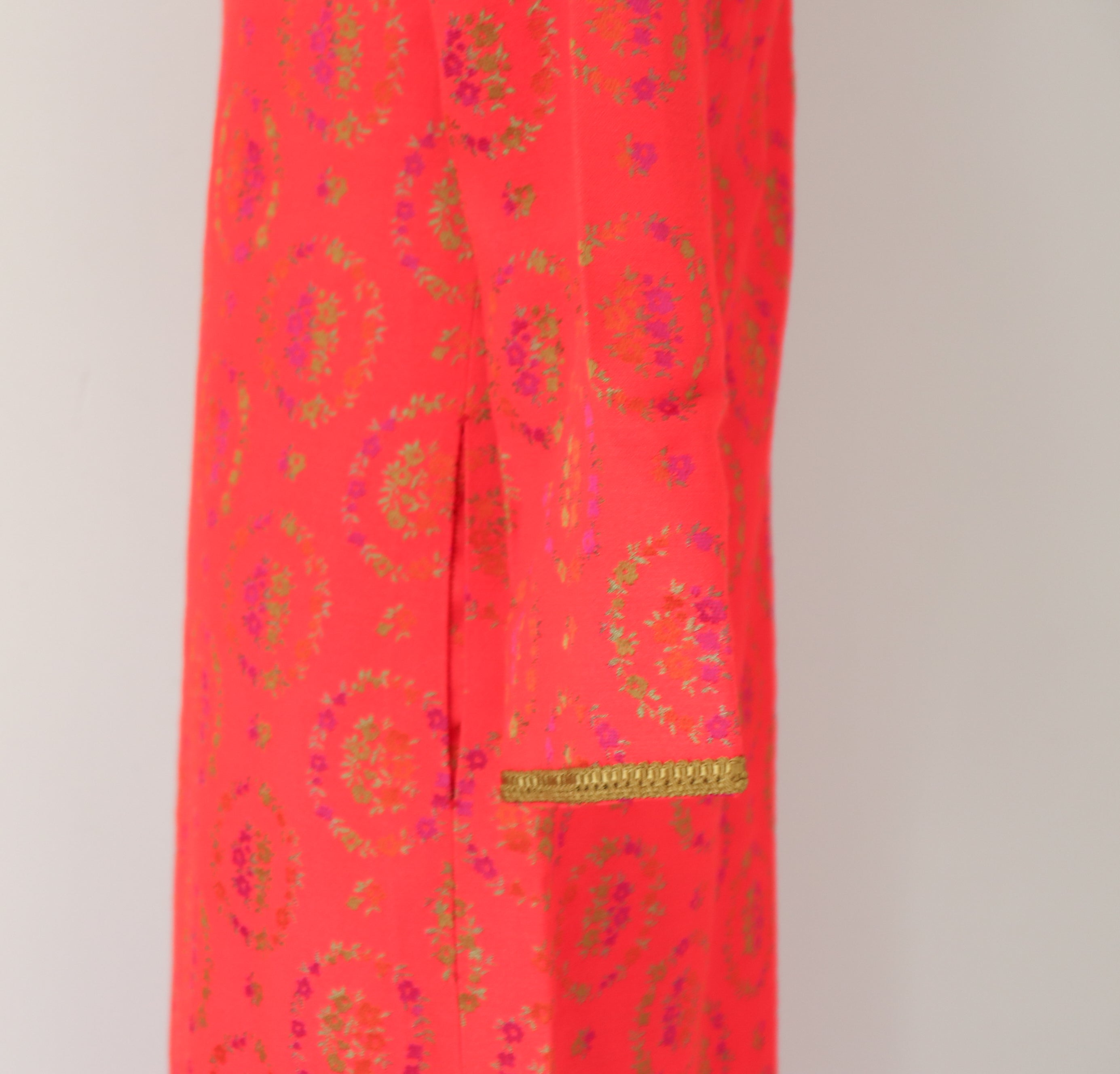 Vintage  1960s Kaftan Long Dress -  Long Sleeves - Orange - XS /S - UK 8 / 10