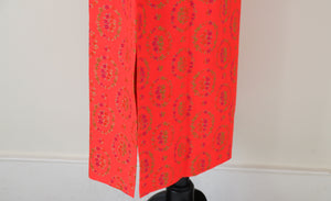 Vintage 1960s Kaftan Long Dress - Long Sleeves - Orange - XS /S - UK 8 / 10