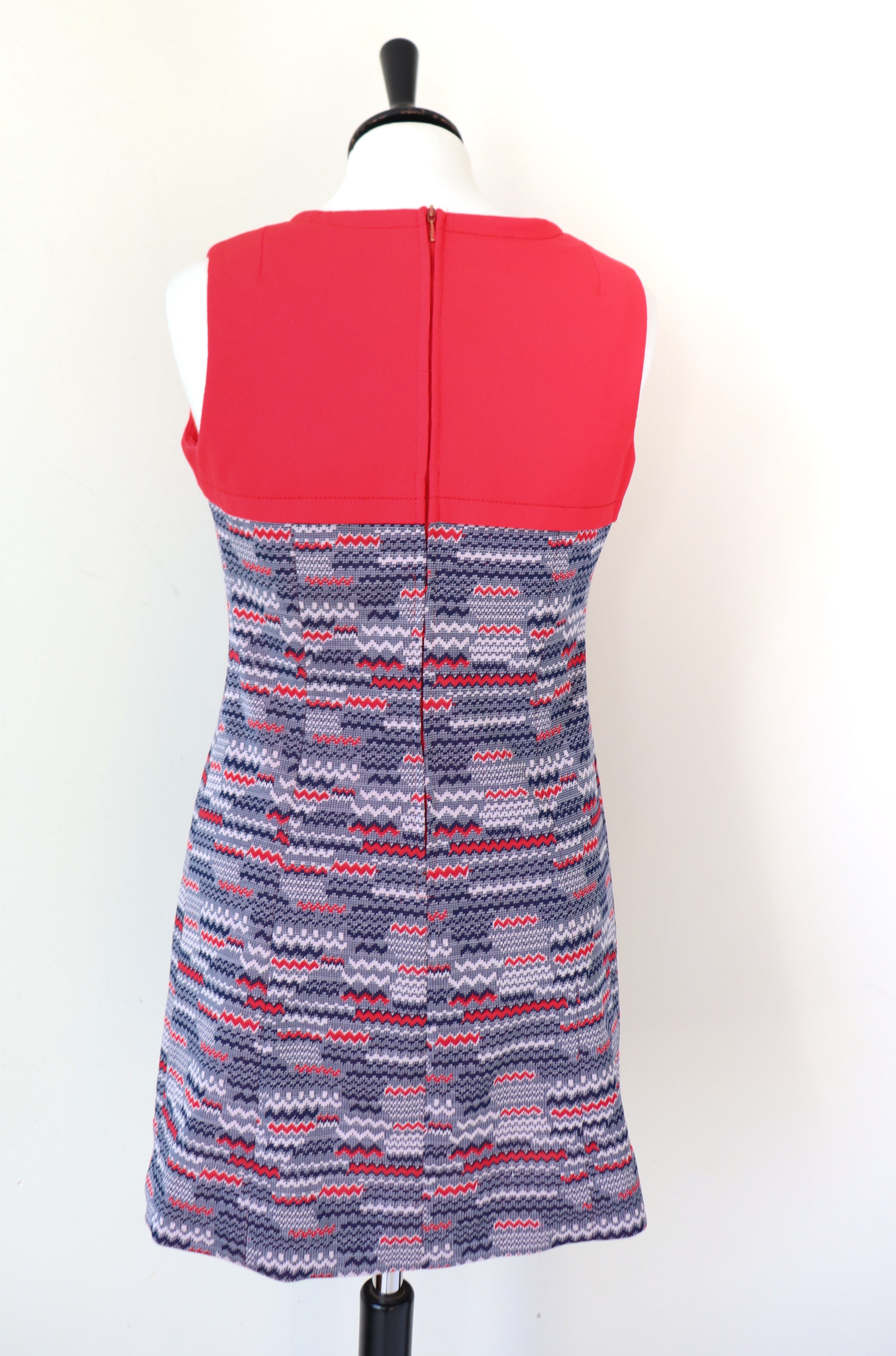 Vintage  1960s Pinafore Mini Dress Dress - Red / Blue - KUNERT - XS /  UK 8